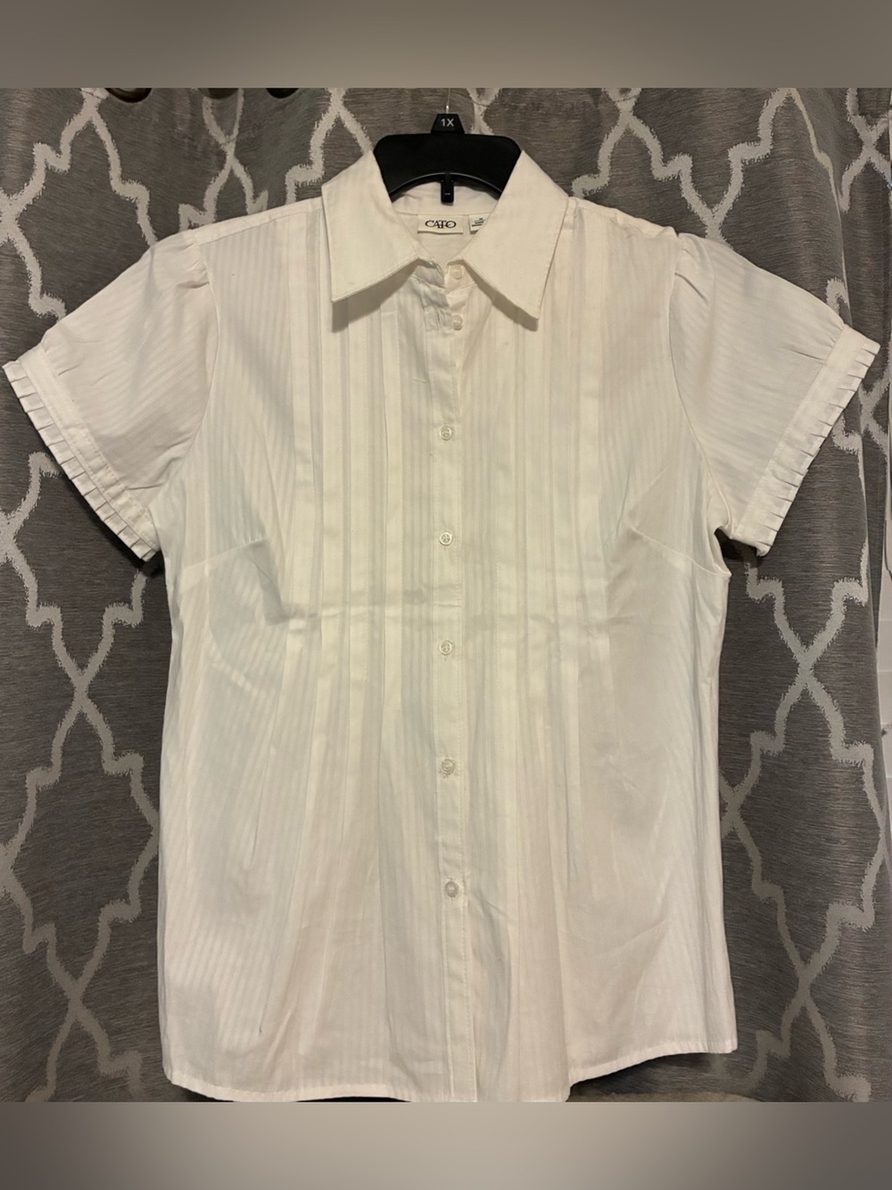 Cato White Short-Sleeve Pintuck Blouse
